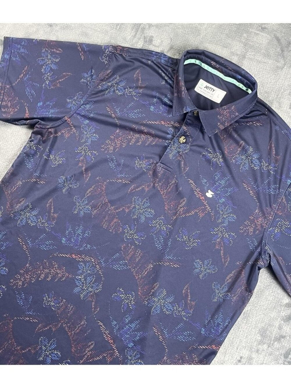 Jetty Men’s Golf Polo Shirt Size L Blue Floral